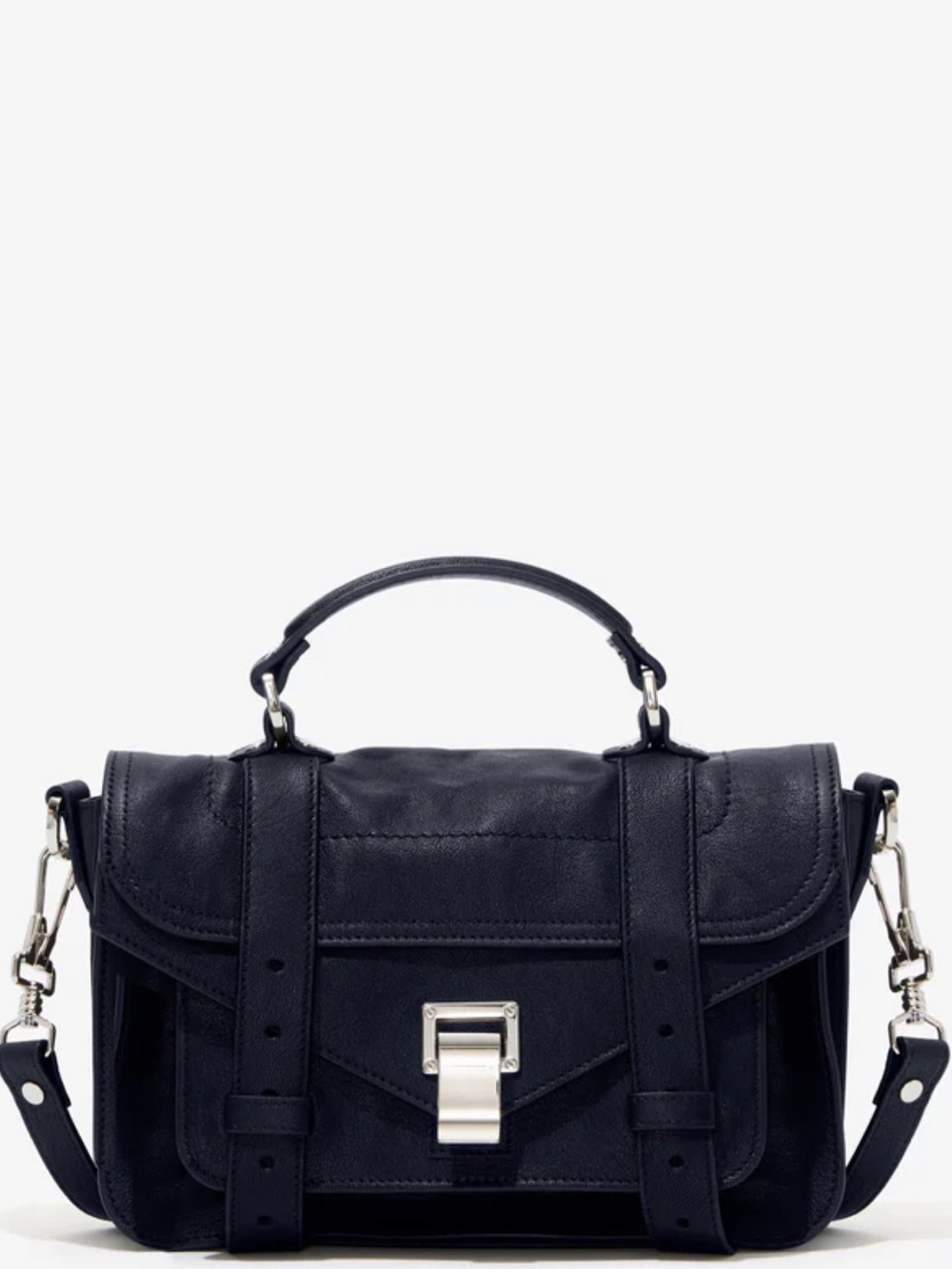 Proenza Schouler Black Leather Messenger Satchel with Top Handle - Picture 6 of 7